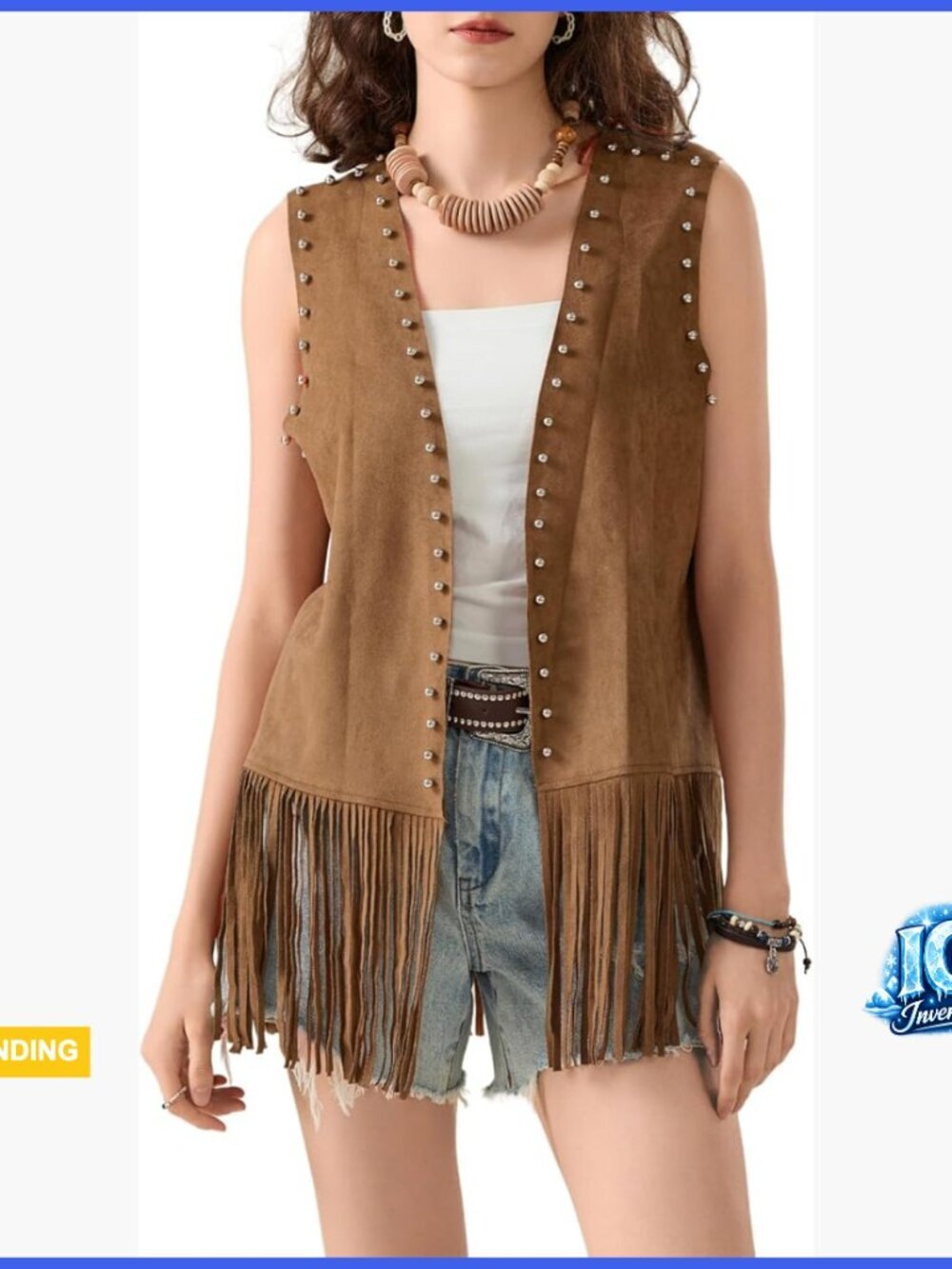 Faux Suede Fringe Vest Sleeveless Western Cowgirl Jacket